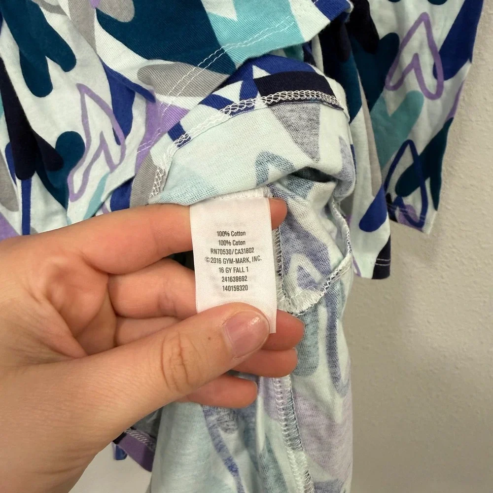 Gymboree Girls Blue Heart Print Ruffle Tiered Long Sleeve Cotton Dress L 10